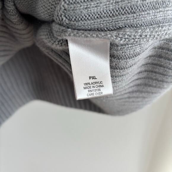 Off the Shoulder Tunic Sweater with Button Detail Gray Short Sleeve Women's PXL - Picture 4 of 6